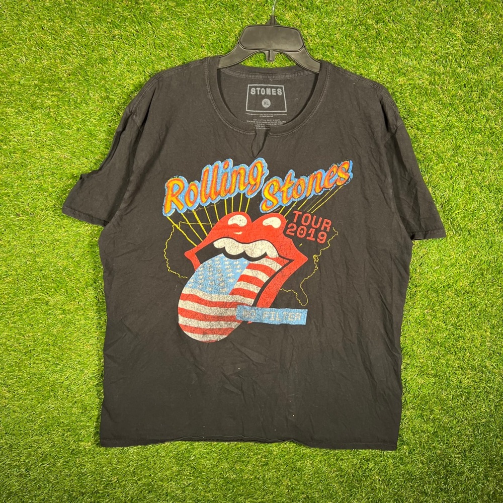 Rolling Stones No Filter Tour 2019 T-Shirt‎ Mens XL Black Graphic Concert Tee